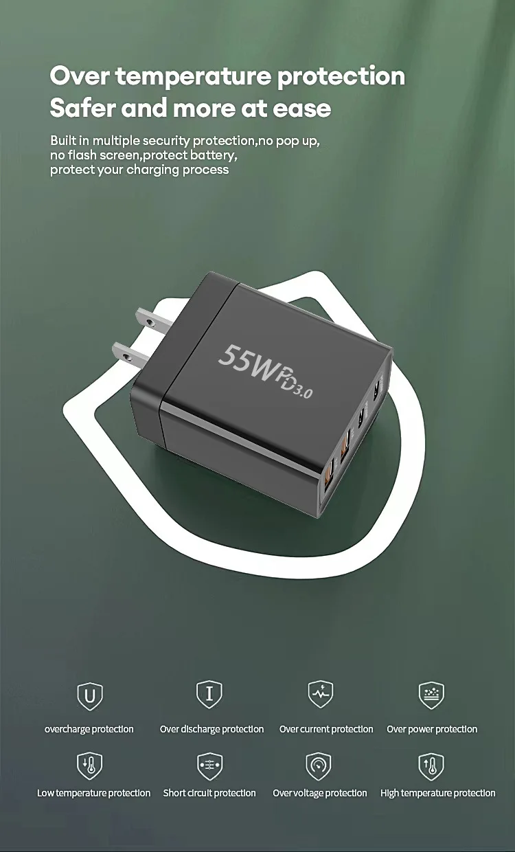 Minisopuru 55W 4-Port USB-C Fast Charger โ PD & QC Power Adapter for iPhone, Samsung, Tablets, Laptops. - Image 8