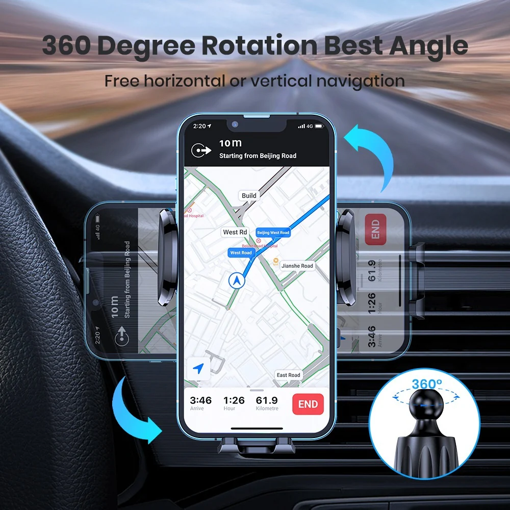 Car Navigator Phone Holder โ Rotating Vent Mount with Secure Hook Grip - Image 7